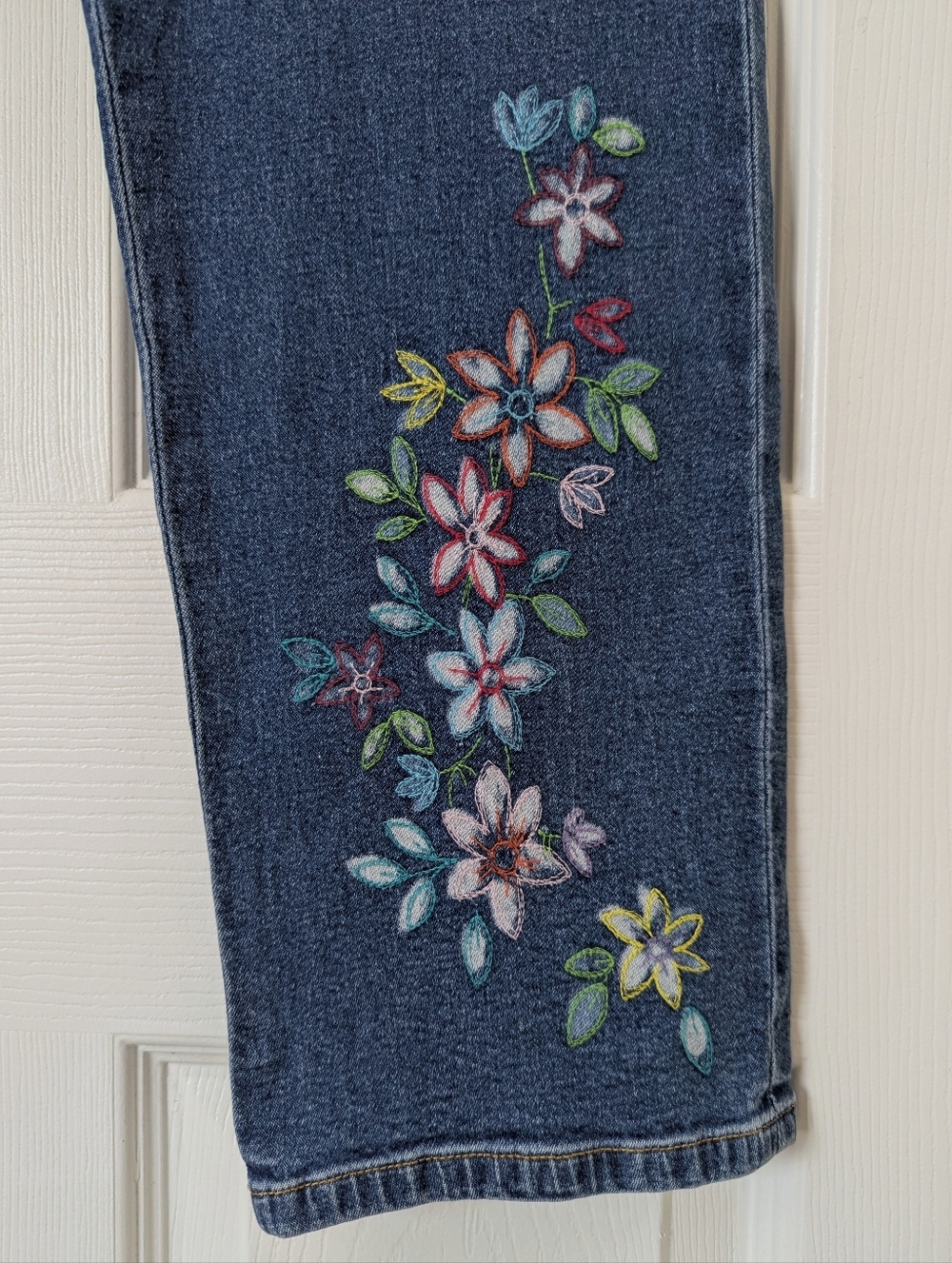 Real Clothes by Saks Fifth Avenue 90's Vintage Floral Embroidered Jeans Blue 10P - Picture 13 of 13